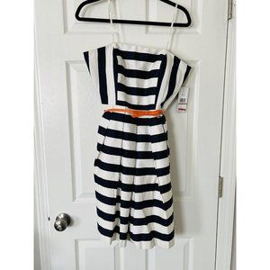 NWT Tommy Hilfiger Striped Strapless Belted Dress w/ Pockets - Size 12